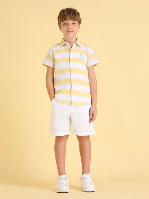 U.S. Polo Assn. Boys Yellow Horizontal Striped Regular Shirt-picture-40
