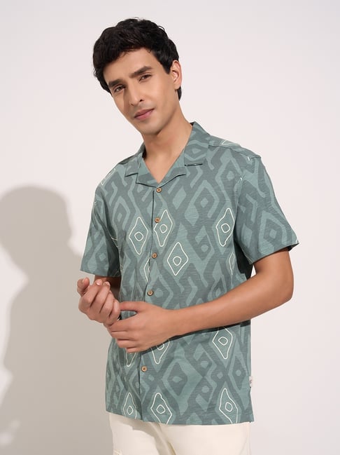 7 Alt by Pantaloons Blue Slim Fit Print Shirts-picture-24