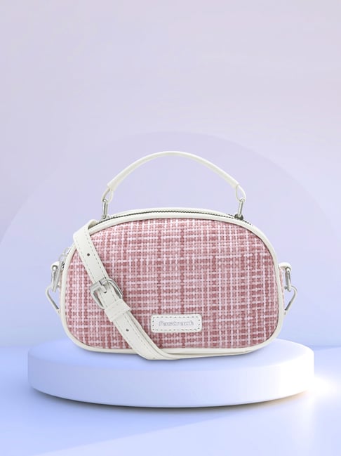 Fastrack Pink Basketweave Small Woven Cross Body Bag