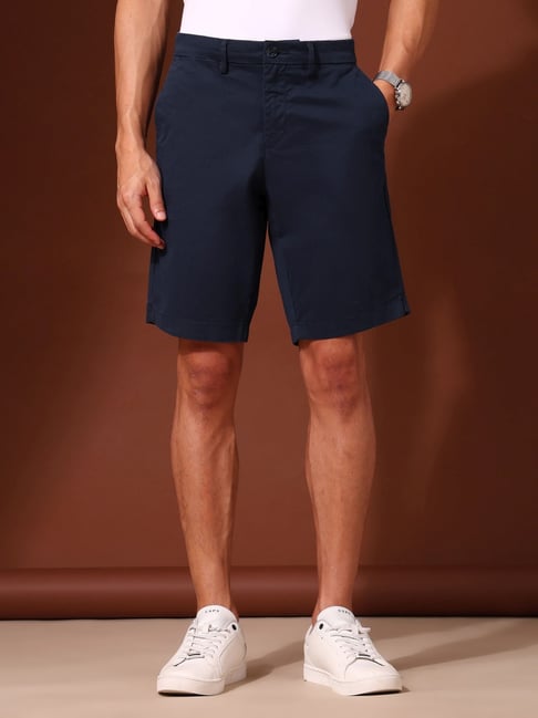 Polo Navy Cotton Slim Fit Shorts - Main Image