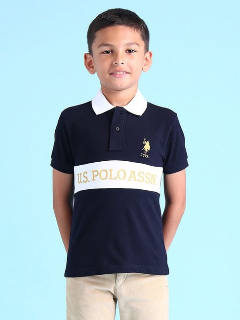 Polo Boys Blue Brand Printed Polo T-Shirt