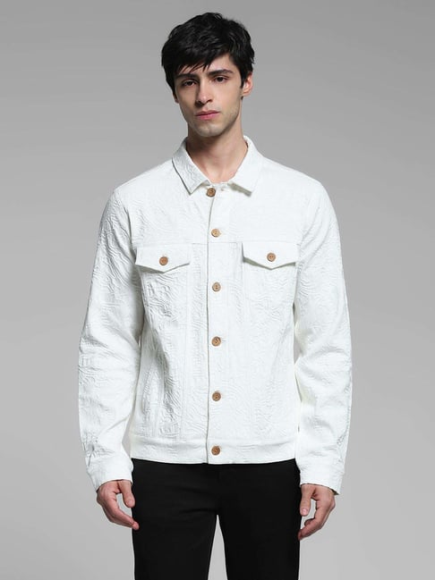 Jack & Jones White Cotton Regular Fit Self Pattern Jacket-picture-25