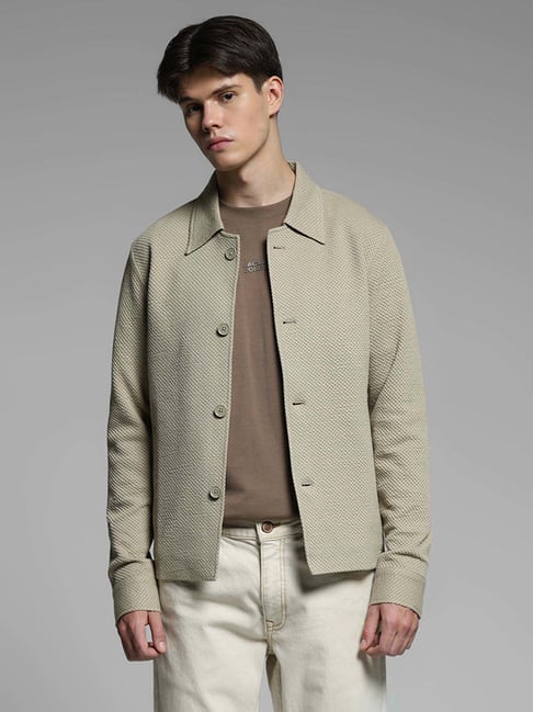 Jack & Jones Beige Cotton Regular Fit Self Pattern Jacket-picture-22