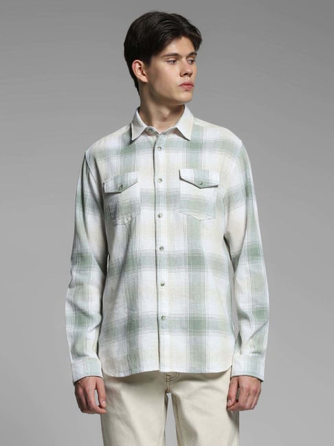 Jack & Jones Green Cotton Regular Fit Checks Shirt-picture-13