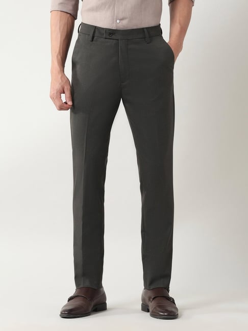 Arrow Brown Slim Fit Self Pattern Trousers-picture-24