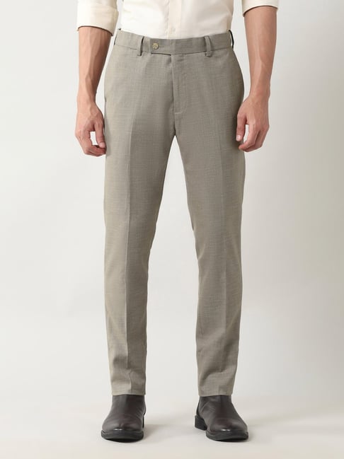 Arrow Brown Slim Fit Self Pattern Trousers-picture-28