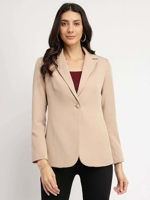 Fablestreet Beige Single Breasted Blazer-picture-24