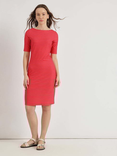 Fablestreet Red Striped Fitted Dress-picture-10