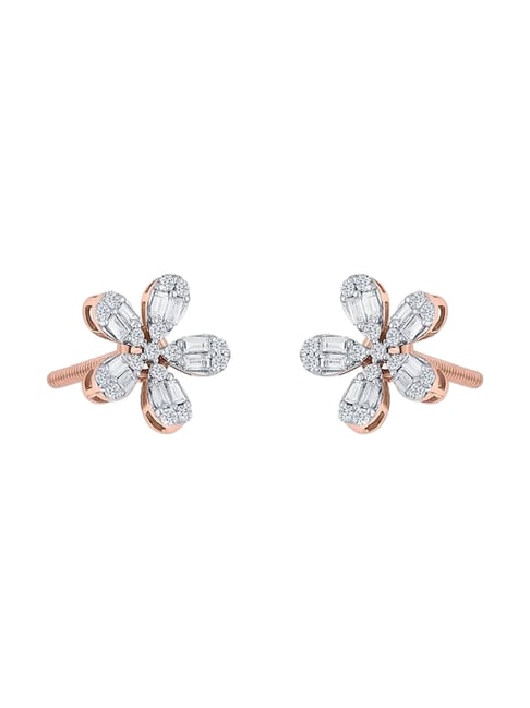 P.N.Gadgil Jewellers Sunlit Blossom 18kt Rose Gold & Diamond Stud Earring For Woman-picture-42