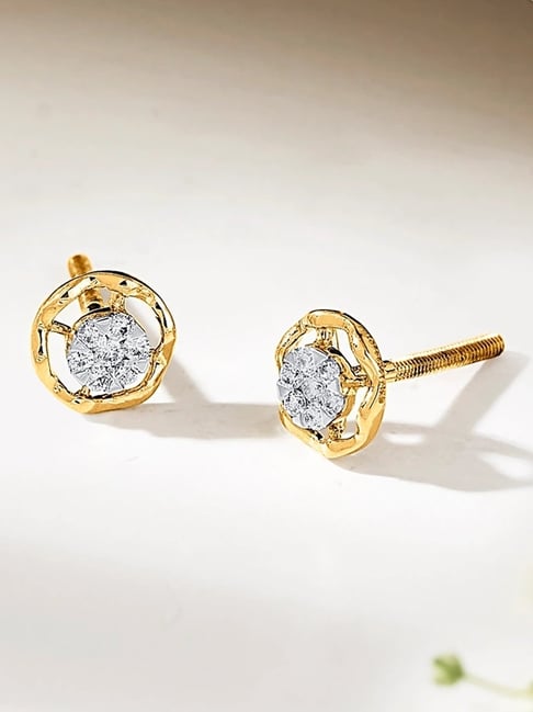 Brilliant Orb 18 kt Yellow Gold Stud Diamond Earring for Woman