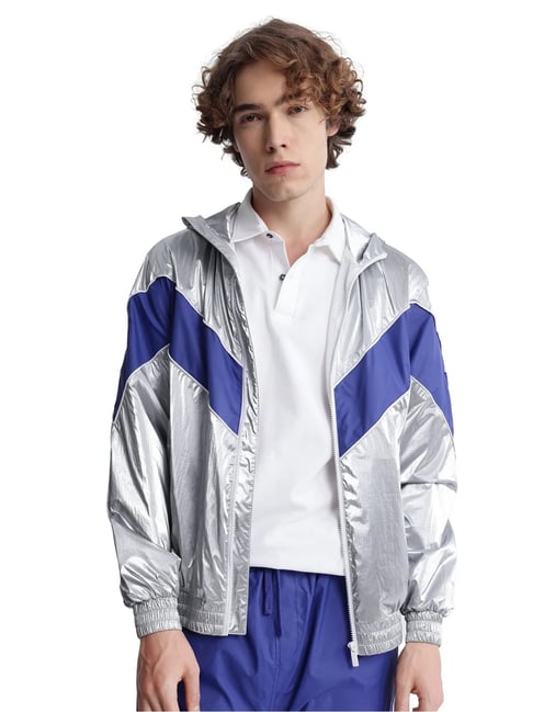 Rare Rabbit Silver Regular Fit Metallic Jacket-picture-24