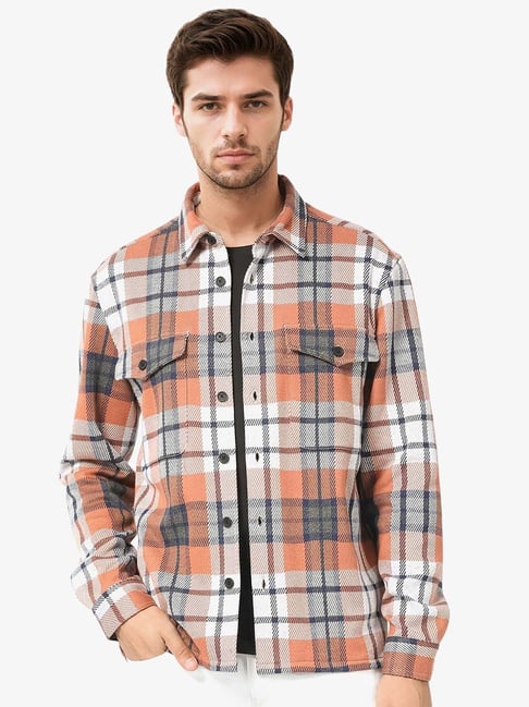 Rare Rabbit Rust Relaxed Fit Checks Shaket-picture-18
