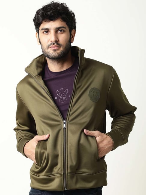 Buy Rare Rabbit Olive Regular Fit Solid Jacket for Mens Online