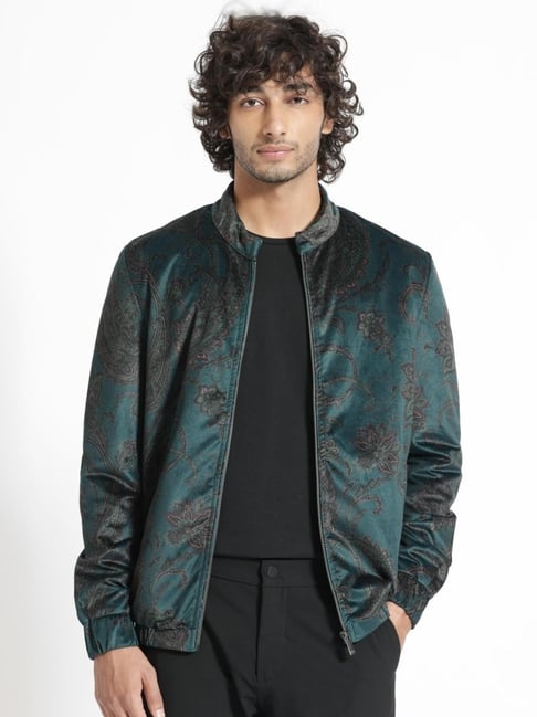 Rare Rabbit Teal Regular Fit Paisley Jacket-picture-21