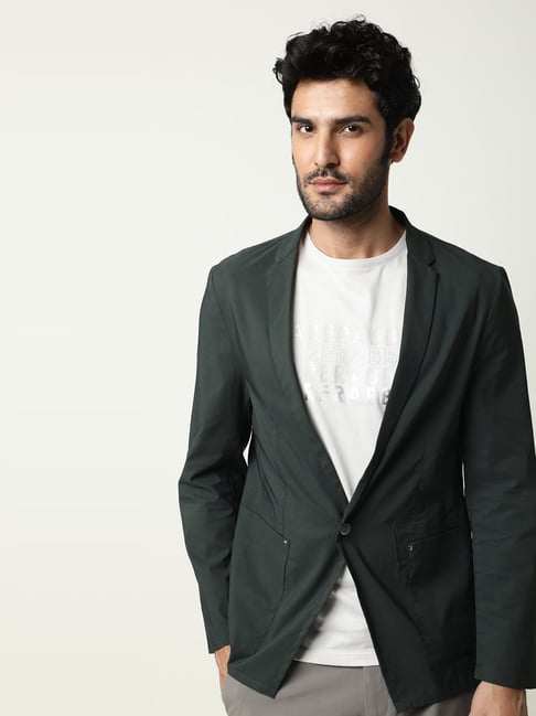Rare Rabbit Green Regular Fit Solid Jacket-picture-24