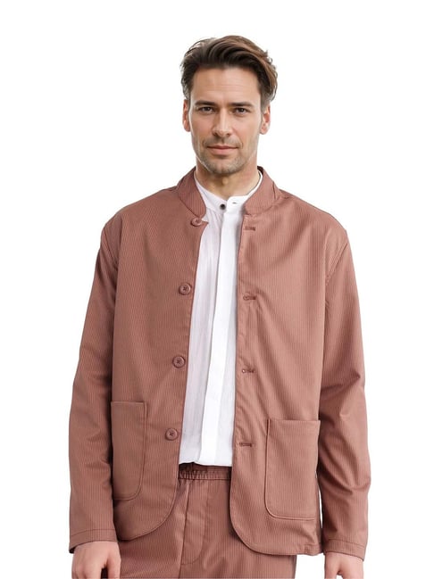 Rare Rabbit Rust Regular Fit Stripes Jacket-picture-25