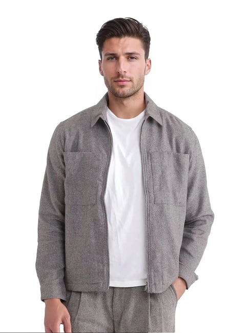 Rare Rabbit Grey Regular Fit Solid Shaket