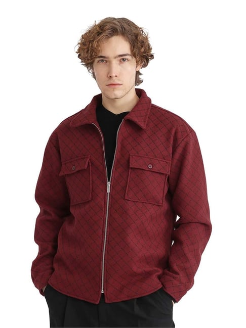 Rare Rabbit Red Regular Fit Print Jacket