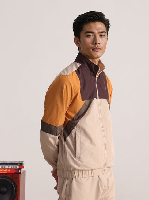 Rare Rabbit Beige Regular Fit Colorblock Jacket-picture-17