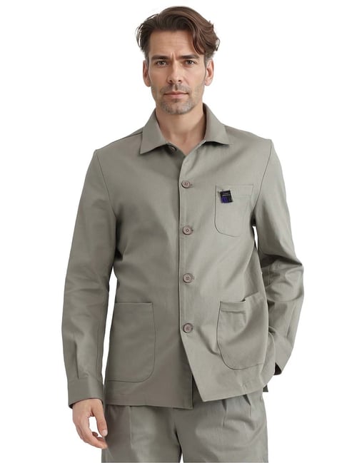 Rare Rabbit Green Regular Fit Solid Jacket-picture-25