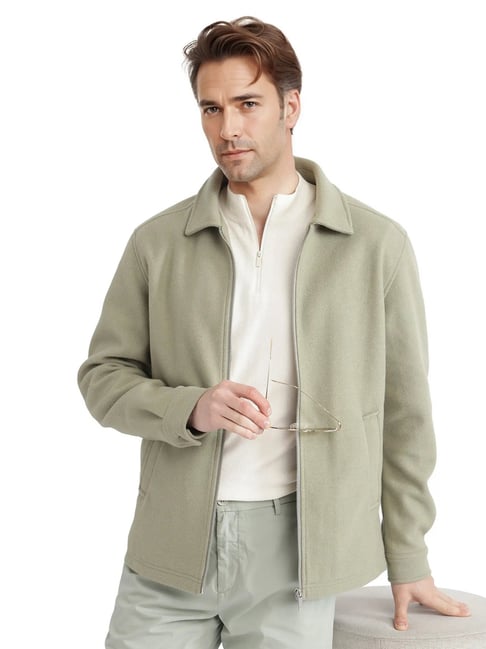 Rare Rabbit Green Relaxed Fit Solid Jacket
