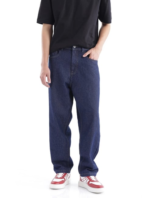 Rare Rabbit Blue Comfort Fit Solid Jeans