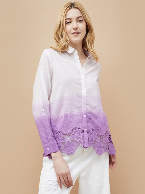 Colour Me by Melange Women's Lavender Shirt-picture-36