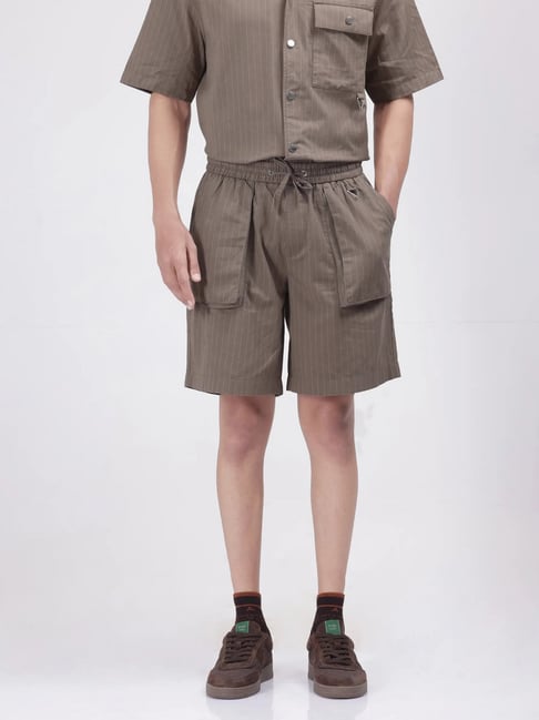 Rare Rabbit Beige Oversized Fit Stripes Shorts-picture-17