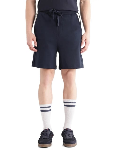 Rare Rabbit Navy Relaxed Fit Solid Shorts-picture-15