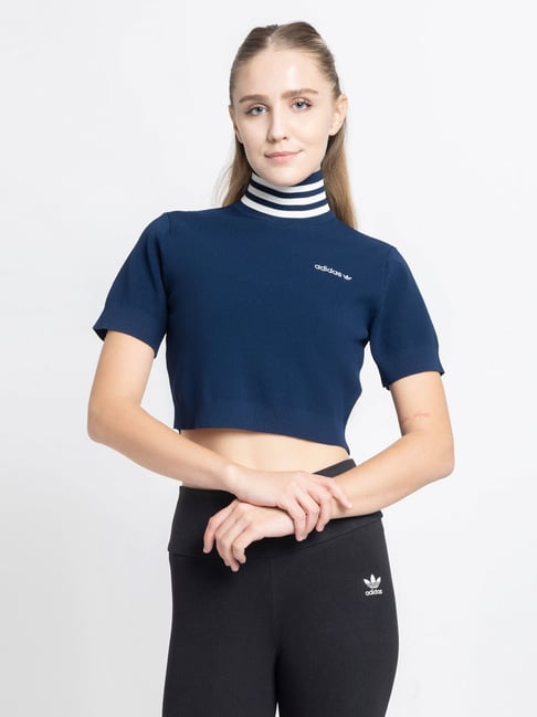 Adidas Originals Blue TURTLENECK Crop Top-picture-36