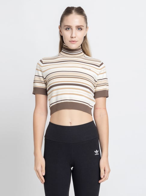 Adidas Originals Brown TURTLENECK Crop Top-picture-39