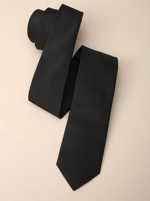 Louis Philippe Black Polyester Tie