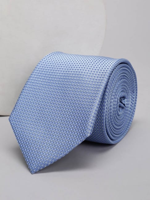 Louis Philippe Light Blue Polyester Printed Tie