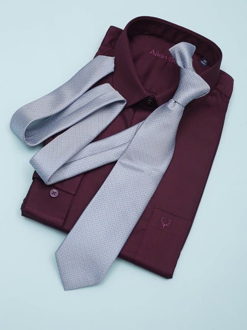 Allen Solly Grey Polyester Embroidered Tie