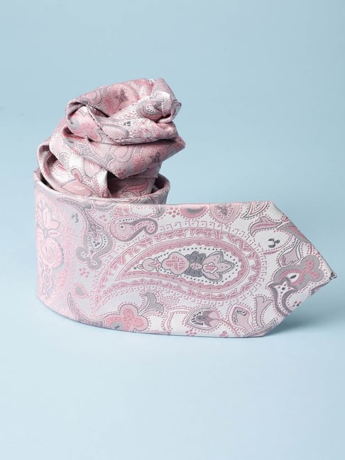 Van Heusen Pink Microfiber Embroidered Tie-picture-25