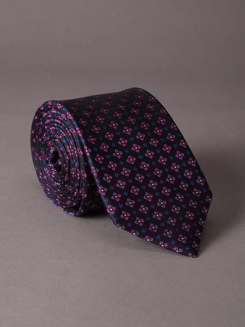 Peter England Purple Microfiber Embroidered Tie