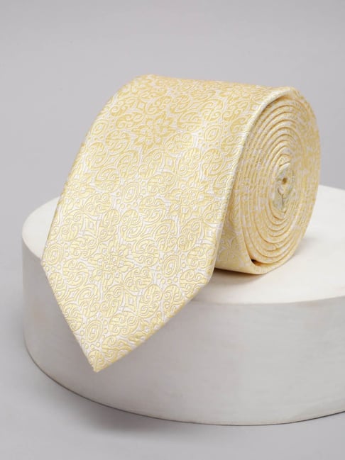 Louis Philippe Yellow Polyester Embroidered Tie