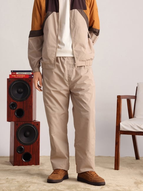 Rare Rabbit Beige Regular Fit Colorblock Trackpants-image-17
