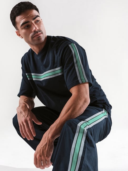 Buy Rare Rabbit Navy Comfort Fit Solid Trackpants for Mens Online