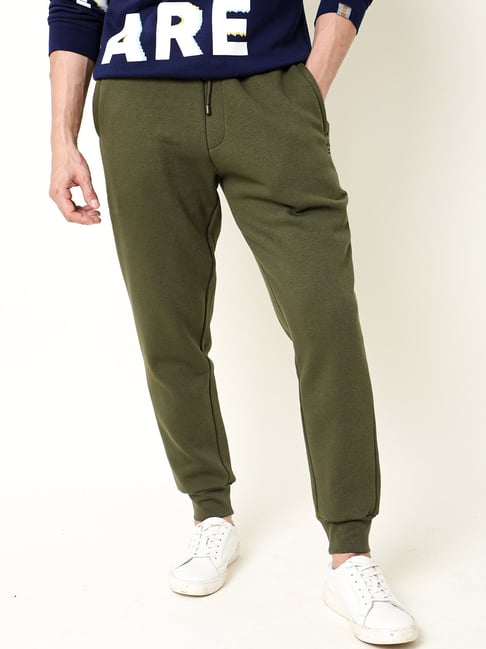 Rare Rabbit Green Regular Fit Solid Trackpants-image-6