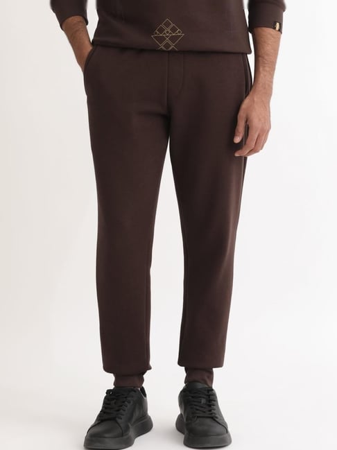 Rare Rabbit Brown Regular Fit Solid Trackpants-picture-13