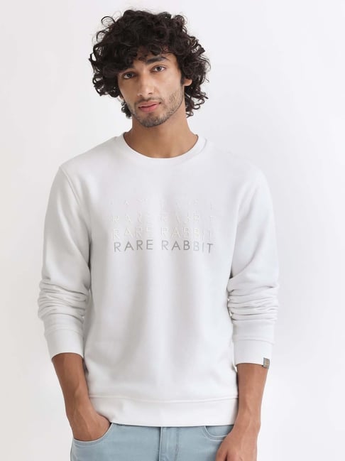 Rare Rabbit White Regular Fit Graphic Sweatshirt