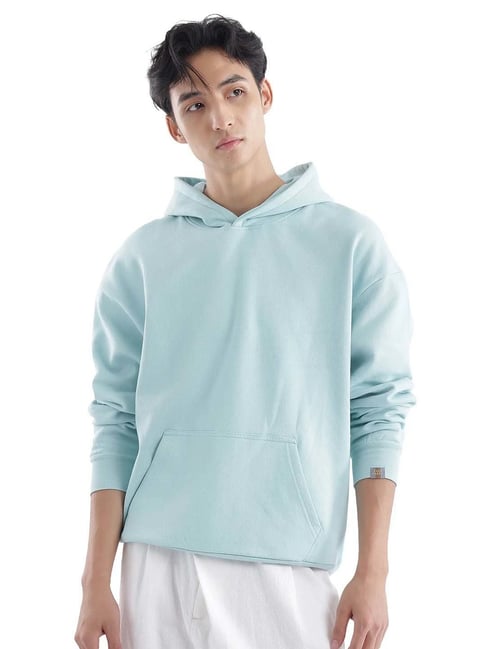 Rare Rabbit Turquoise Boxy Fit Typography Sweatshirt