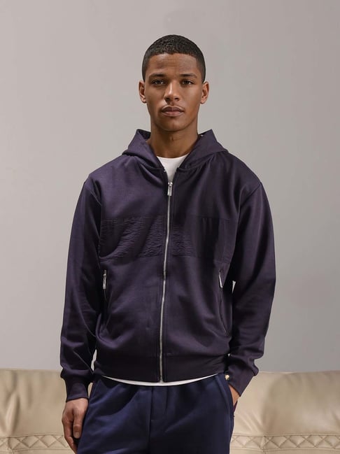 Rare Rabbit Navy Regular Fit Solid Sweatshirt-image-40