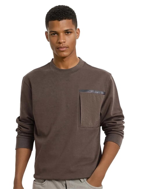 Rare Rabbit Olive Regular Fit Solid Sweatshirt-image-43
