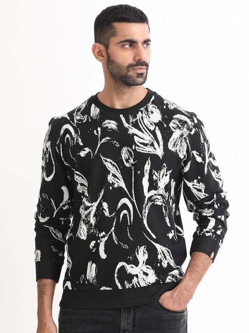 Rare Rabbit Black Regular Fit Floral Sweatshirt-image-33