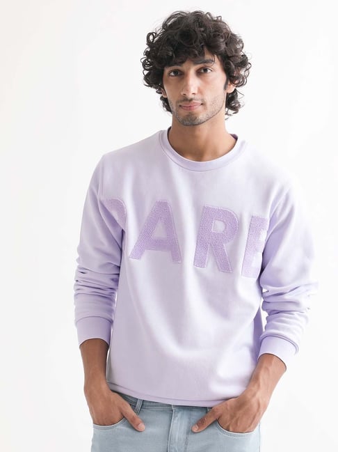 Rare Rabbit Purple Regular Fit Solid Sweatshirt
