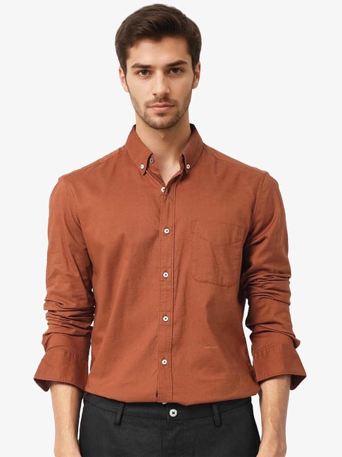 Rare Rabbit Brown Regular Fit Solid Shirt-picture-24