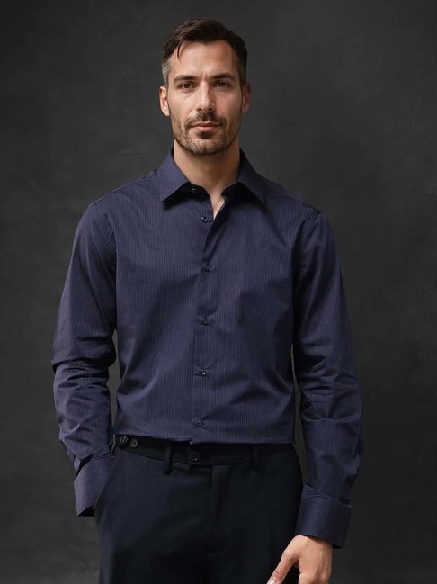 Rare Rabbit Navy Regular Fit Stripes Shirt-picture-37