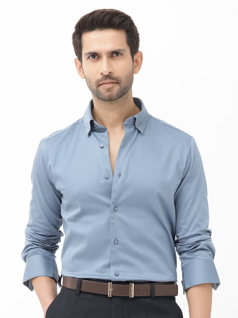 Rare Rabbit Blue Regular Fit Solid Shirt-picture-40